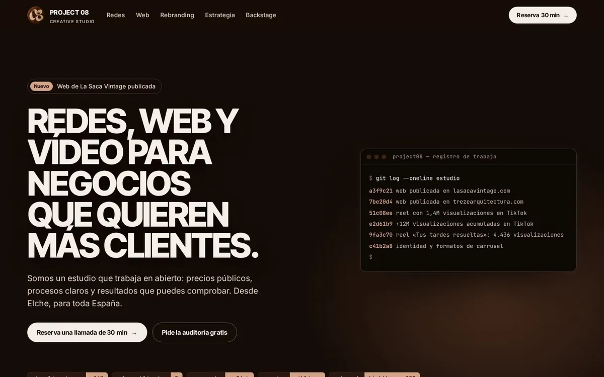 Portada de esta web de Project 08